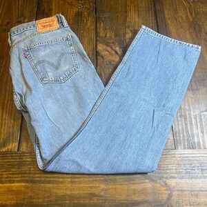 Levis 505 Mens‎ 36x32 Straight Fit Light Wash Blue Denim Jeans 100% Cotton